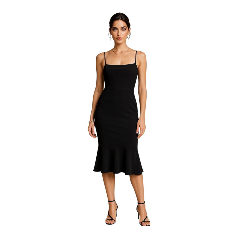 Eloquii Black Stretch Ribbed Size Zip Dress w/Peplum Hem Size 18 Sharp